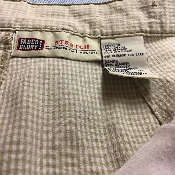 FADED GLORY STRETCH women's green and white, check pattern, plus sz, capris sz14 - Picture 4 of 5